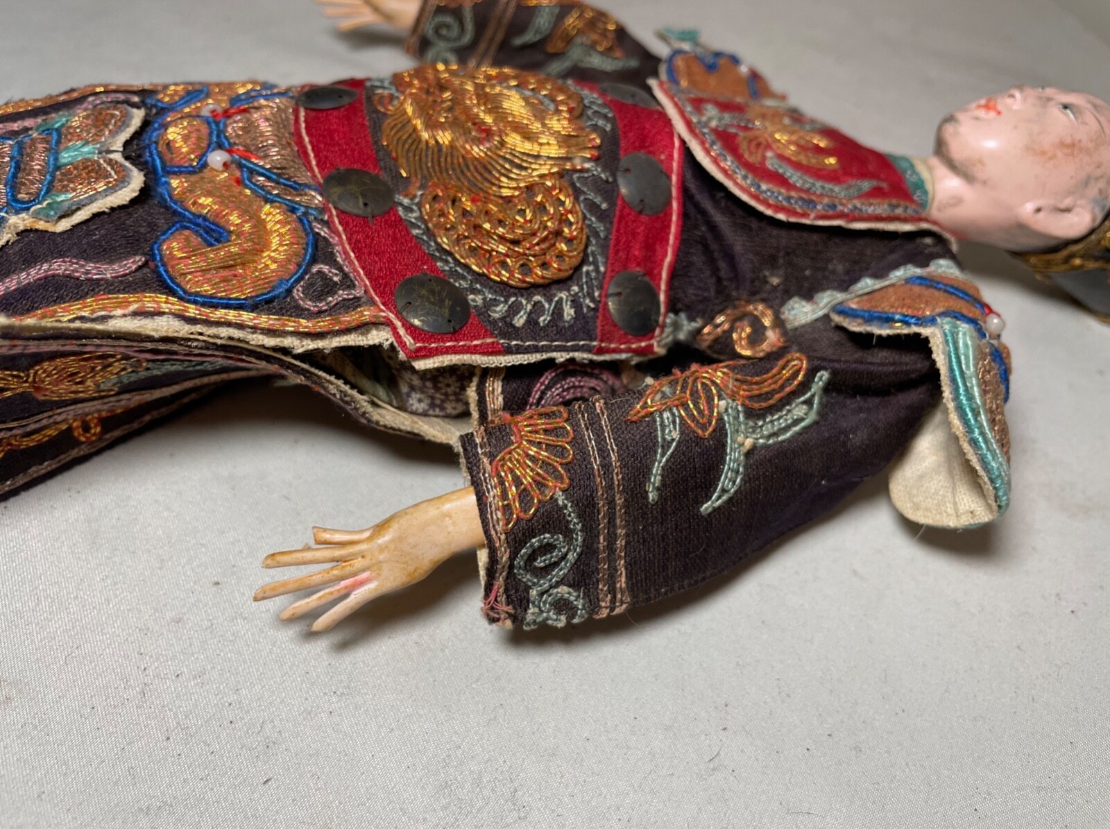 Antique Chinese Handmade Peking Opera Theatre Puppet Chaozhou Doll Qing Dynasty