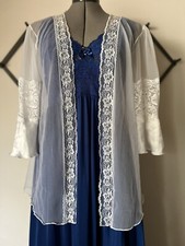 Vintage Nylon Baby Doll Lingerie Bed Jacket Peignoir Robe Negligee sz L