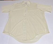 Vtg 70s JC Penneys Towncraft Polyester Button Up Short Sleeve Shirt Yellow Thin