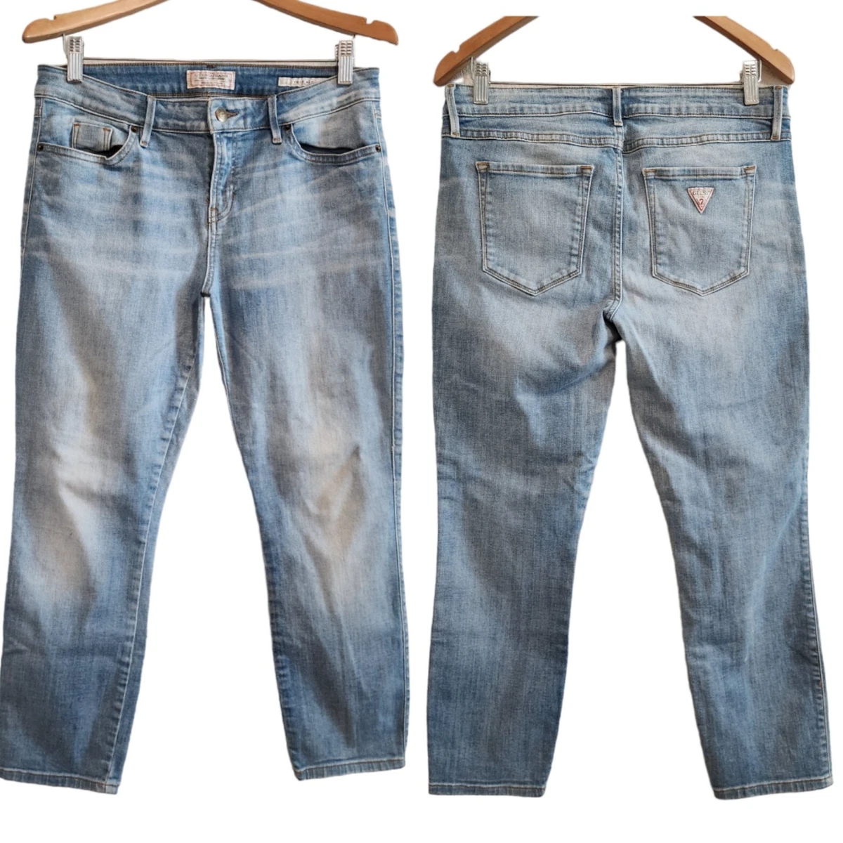 Guess Old Style Triangle Logo on Back Pocket Crop Mid Rise Light