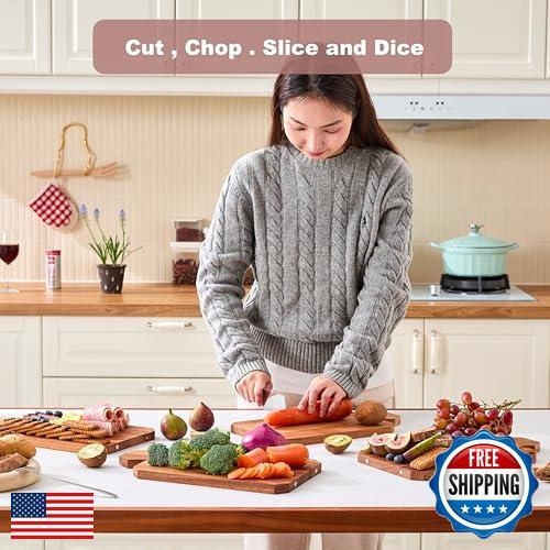 Juego de tabla de cortar de madera de acacia LHLHYDR para cocina - Charcuteri de madera duradera - Imagen 4 de 5