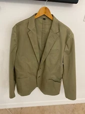 J Crew Mens Jacket Blazer Size 44 Khaki sport coat chore pockets cotton