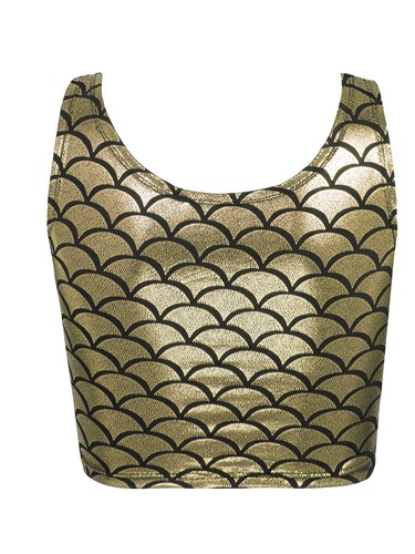 FEESHOW Women Shiny Mermaid Sleeveless Scoop Neck Crop Tank Tops Casual Sports - Picture 82 of 88