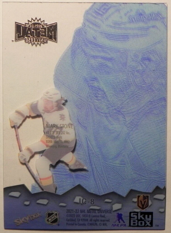 2021-22 21/22 Skybox Metal Universe Ice Carvings IC-8 Mark Stone Golden Knights - Image 2 of 2