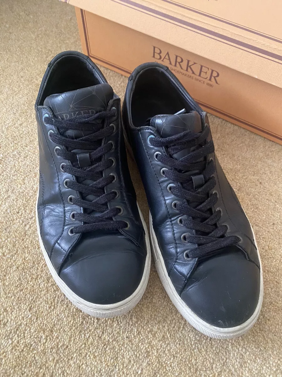 Barker Men s Black Leather Casual Axel Sneakers Trainers Size 43 9 Shoes