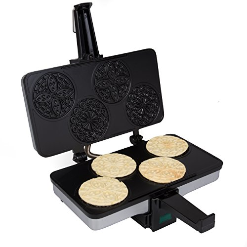 Mini Pizzelle Italian Waffle Iron Maker Baker Makes Four 3 1/4 Inch