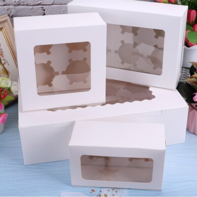 25/50/100stk 4/6 Holes Cupcake-Boxen mit.Fenstern mit inneren.Schalen Cup Cakes.