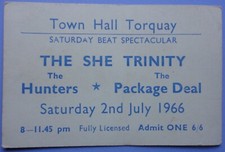 The She Trinity Concert Ticket July 2, 1966 Town Hall, Torquay, Devon,  England