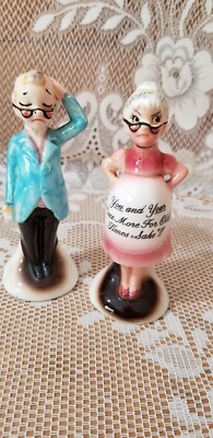 Novelty Shaker Set Grandma Grandpa Old Couple Enesco
