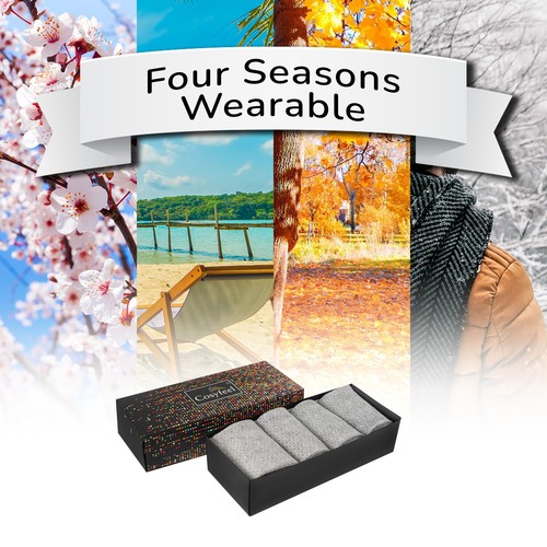 Cosyfeel® Men Dress Socks Bamboo Material (4-Pack) Soft 4 Seasons Seamless Toe - Picture 49 of 63