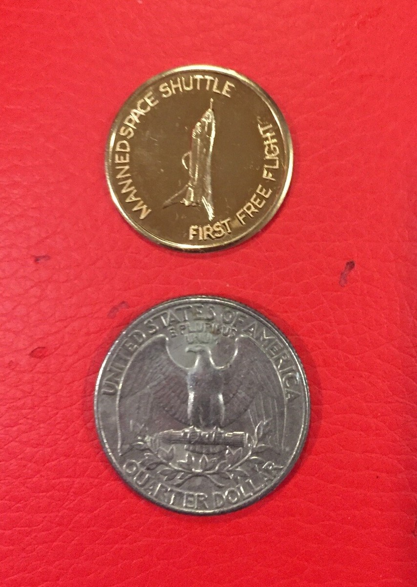 DANBURY MINT SPACE SHUTTLE FIRST FREE FLIGHT GOLD COIN - 14K