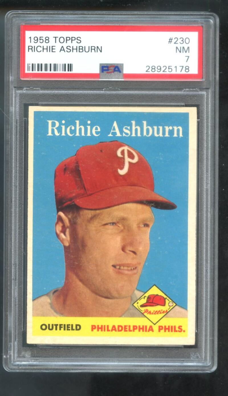 1958 Topps #230 Richie Ashburn PSA 7 Graded Baseball Card Philadelphia Phillies