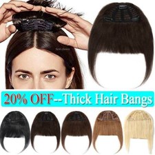 Real Thick 100 Remy Human Hair Bangs Extensions Clip in Fringe Front Hairpiece