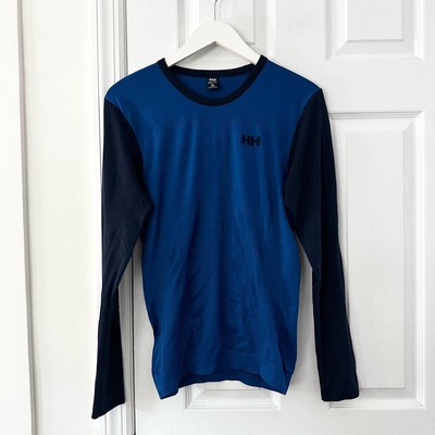 Helly Hansen HH Active Long Sleeve Base Layer Cobalt Navy Blue Colorblock Medium