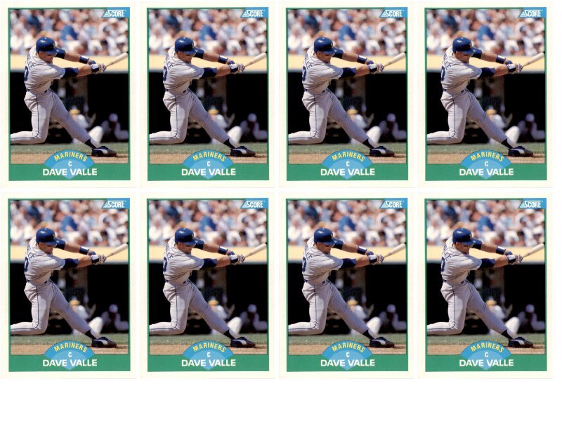 (8) 1989 Score #27 Dave Valle Seattle Mariners Card Lot