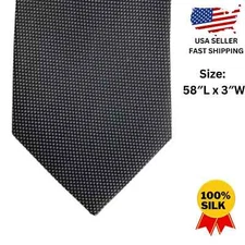 MSRP $29.50! EDWARDS Classic MINI-MESH WOVEN 100% Silk black Men's Tie Necktie