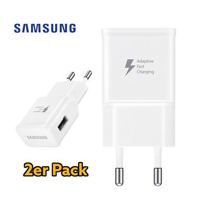 2x Original Samsung Schnelllade Adapter Weiß Ladegerät Netzteil Netzstecker 
