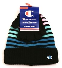 Champion Multi Color Striped Knit Cuff Beanie  Gloves Youth Boy's 8-20 NWT