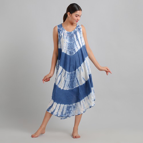 Banded Tie Dye Umbrella Dress 