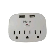 iHome 3 Outlet Smart Surge Protector IVORY 3 Prong Ivory Office Home Work Works!