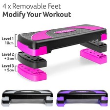 Adjustable Aerobic Stepper Non Slip Home Gym Fitness Yoga 3 Level Step Board