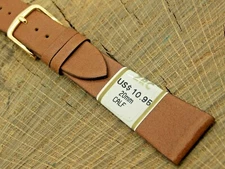 ZRC NOS Vintage Unused Tan Calf Leather Watch Band w Gold Tone Buckle 20mm Mens