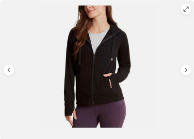 DANSKIN ジャケット　フードなし DANSKIN WOMEN'S FULL ZIP SOFT HAND FEEL HOODED JACKET(BLACK XSMALL