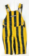 black and gold striped overalls