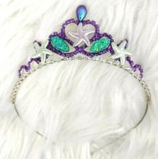 MERMAID TIARA Handmade Starfish Jewel Headband Purple Iridescent Green Crystal
