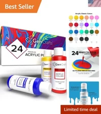24 Color Acrylic Pouring Paint Set - Non-Toxic & Ready to Pour - 60 ml