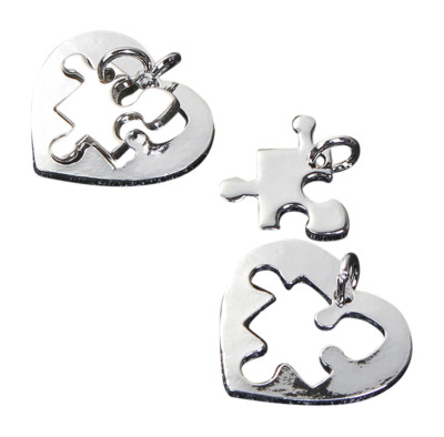 10 Autism Awareness Puzzle Piece Heart Charms Silver Tone Lot of 10 ...