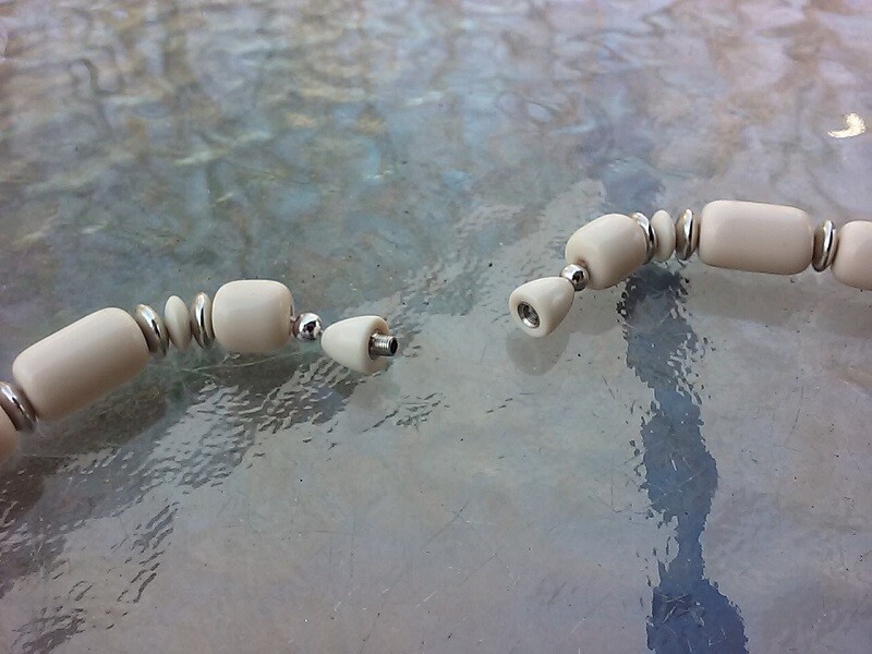 Vtg Necklace 32" Mixed Rounded Rectangular Beads … - image 4