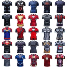 Men's T-shirts Superhero Compression Tee Gym Tops Active Wear Fitness T Shirt