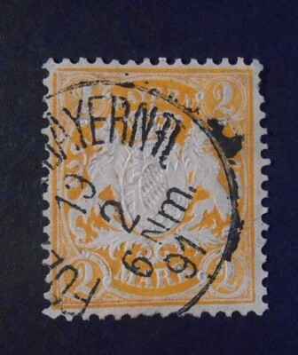 DEUTSCHLAND GERMANIA BAYERN 1890 BAYERN ''WAPPEN'' 2M.orange GEBRAUCHT Mic.64