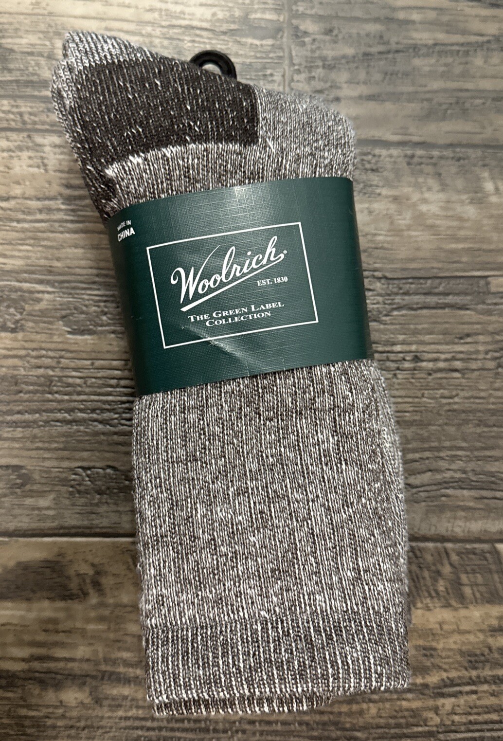 New WOOLRICH Size Large Brown 2 Pairs 20% Wool Blend Crew Hiking Men Socks