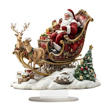 Santa Sleigh And Reindeer Ornament Exquisite ...
