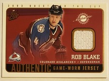 2002-03 Pacific Quest for the Cup Rob Blake Jersey White (Colorado Avalanche)
