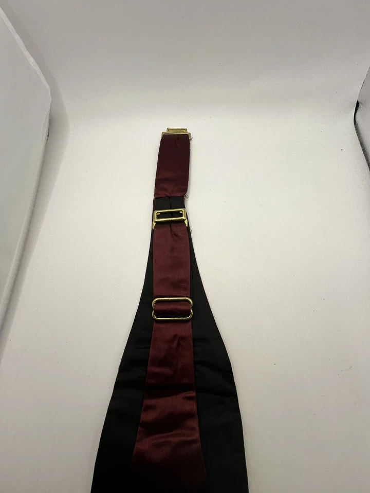 Men's Suit Men’s Bow Tie With Cummerbund Maroon Faux Silk Nice - Image 4 of 4