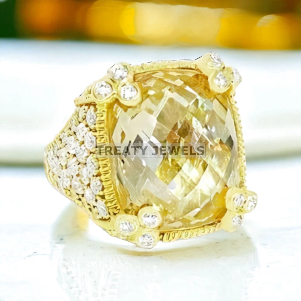 Anillo de citrino corte ovalado con plata de ley 925 chapado en oro para hombre #475 Foto 4 de 4