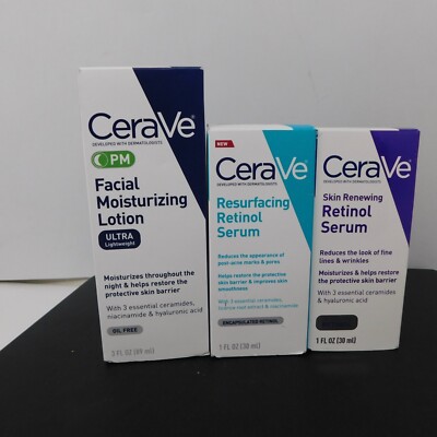 Cerave Lot Skin Renewing Retinol Serum, Resurfacing Retinol PM Ultra Lightweight