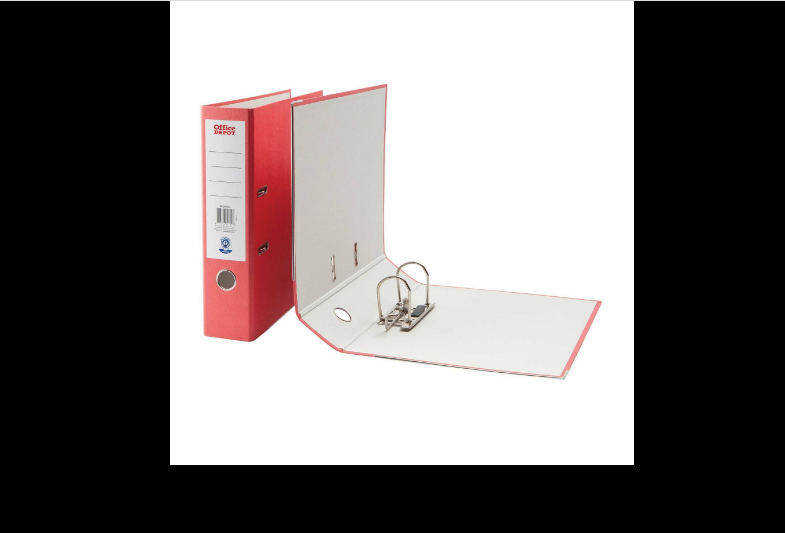 Office Depot 75mm A4 Lever Arch File 2 Ring Cardboard - Red