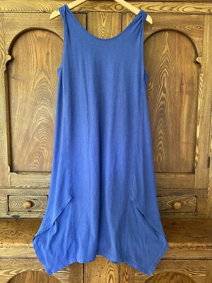 jersey summer dress uk WRAP London 16 12 US 42 EUR hemp cotton tank midi sun royal blue DANCE PARTY DRESS