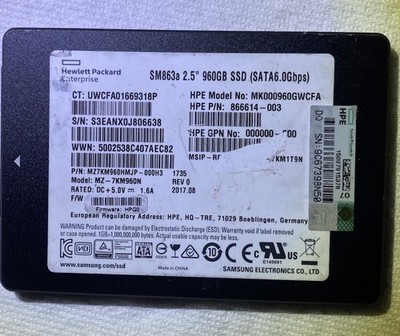 HPE 960GB SATA 6G RI SFF SC DS SSD 866615-003