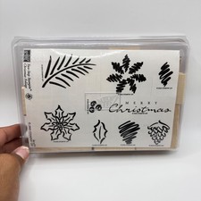 Stampin Up Christmas Foliage Two-Step Stampin Set of 9 Wood Rubber Stamps 2003