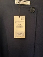 ZARA LONG DEEP NAVY BELTED VEST SIZE M/L NEW WITH TAGS