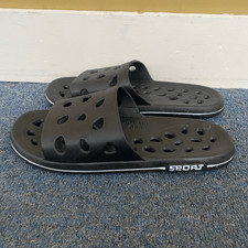 Enjoyall shoes men 12 slip on sandals w/hollow cut out holes black  white