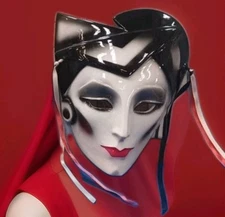 Vintage About Face Clay Art Gothic Androgynous Vampire Masquerade Wall Mask