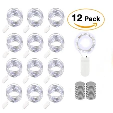 12 PACK 20 LED 6.6ft Battery Operated Mini LED Copper Wire String Fairy Lights