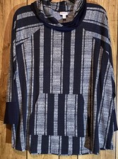 LULAROE 3XL Amber Hoodie Navy Blue Stripes