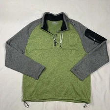 Hi-Tec Men's XL Performance 1/4 Zip Pullover Sweater Green/Gray Zip Arm Pocket